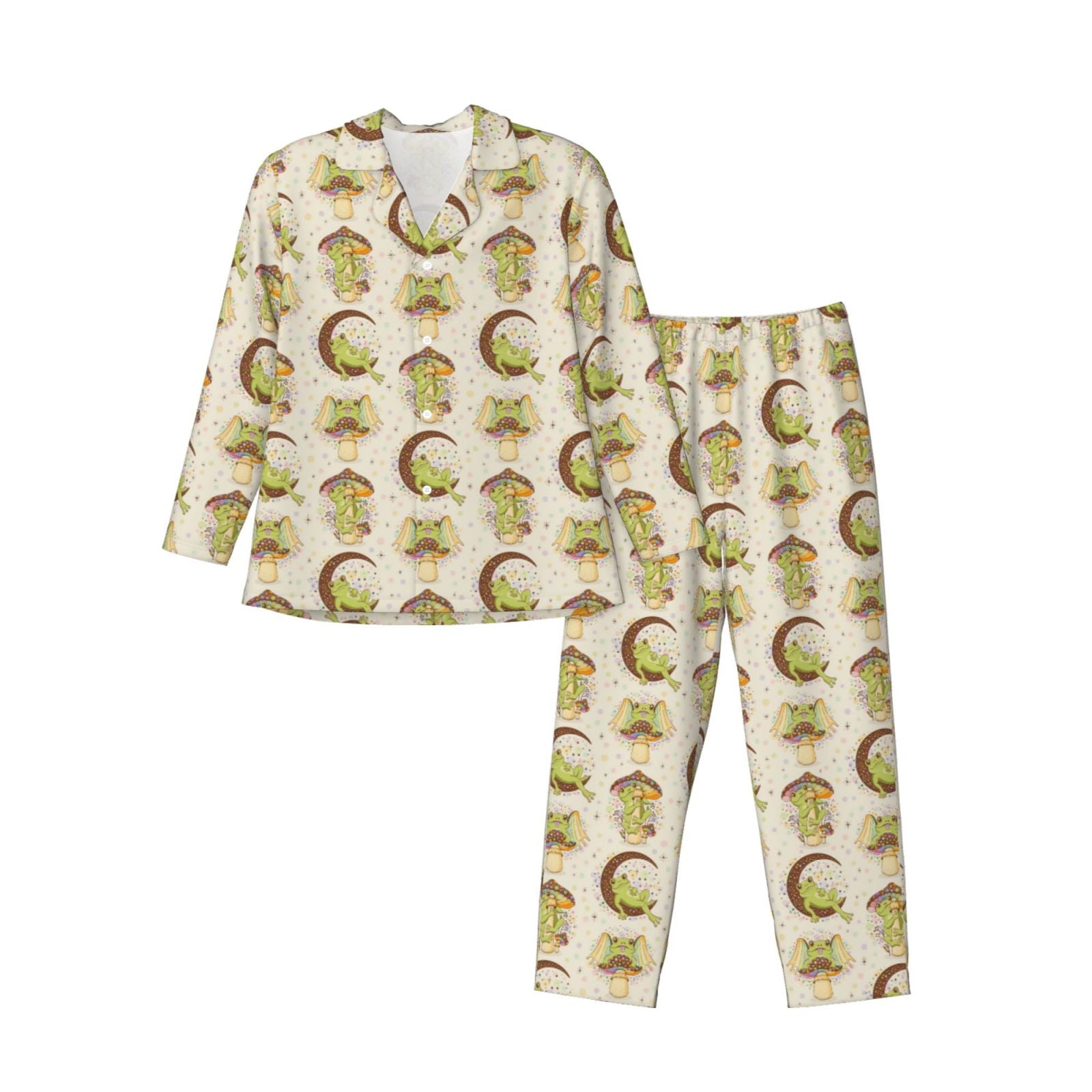 Lukts Frogs print Men s Pajamas Set Long Sleeve Button Down Sleep Shirt and Pajama Bottoms Sleepwear Set nightwear X Large Walmart