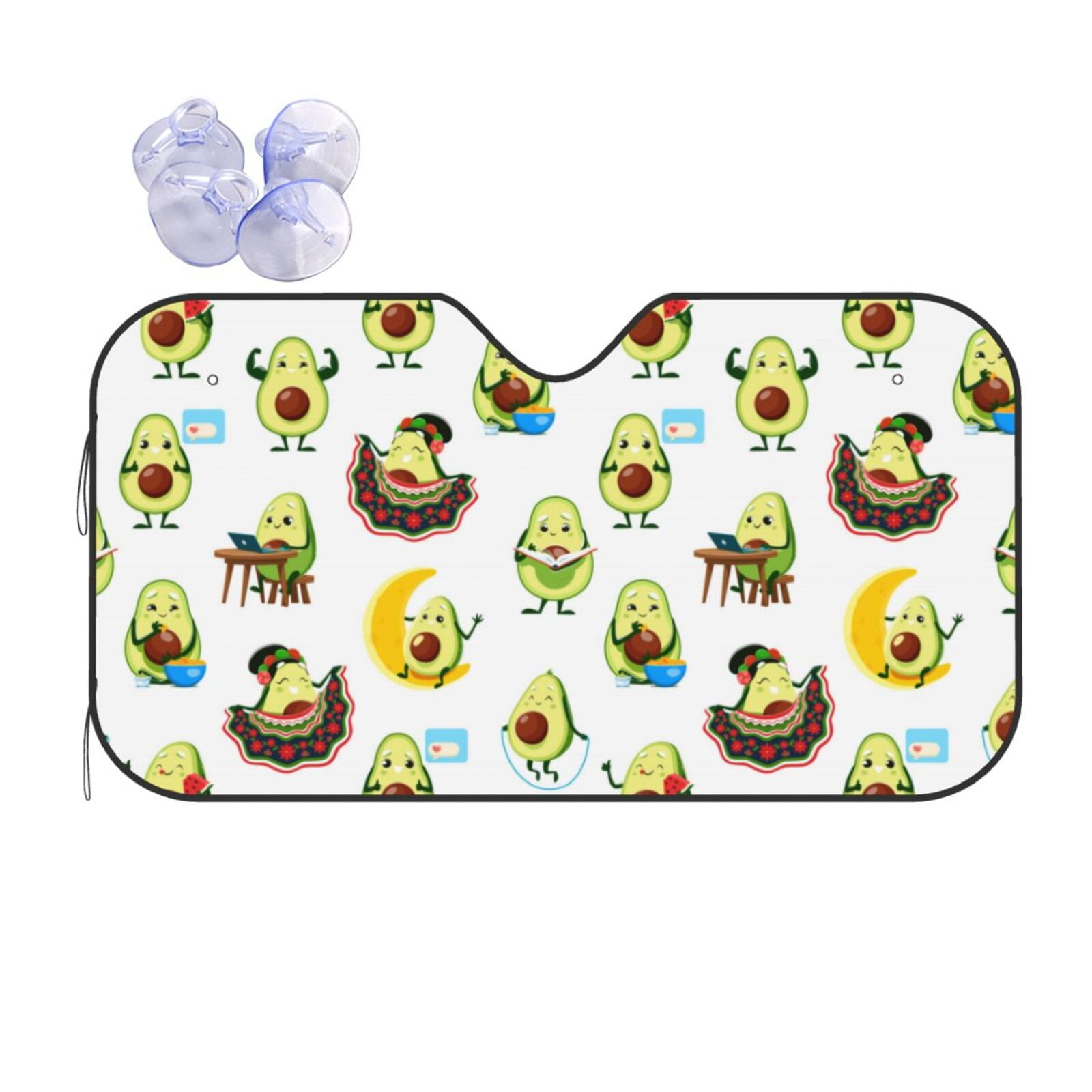 Lukts Funny Avocado In Mexican Clothes Car Windshield Sun Shade with