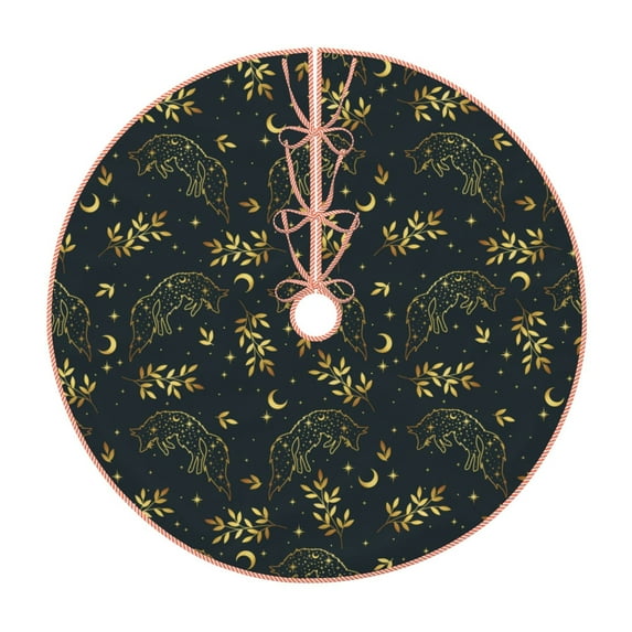 Lukts Golden line fox Print Color Life Christmas Tree Skirt, Winter Holiday Tree Mat Decoration ,Can be Used as A Shawl-36"