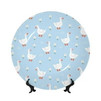 Lukts Goose White Flowers for Bone China Decorative Plates, Ceramic Plates, Dinner Plates with Display Stand, Artistic Ceramic Decorations Suitable for Home and Office-6in