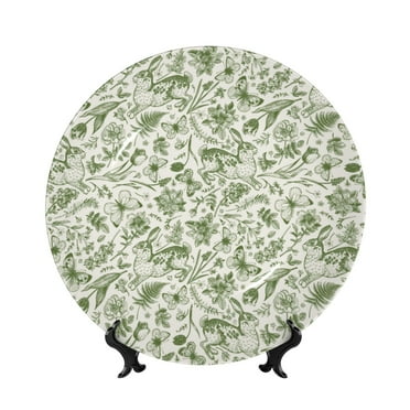 Lukts Green Rabbit for Bone China Decorative Plates, Ceramic Plates, Dinner Plates with Display Stand, Artistic Ceramic Decorations Suitable for Home and Office-6in