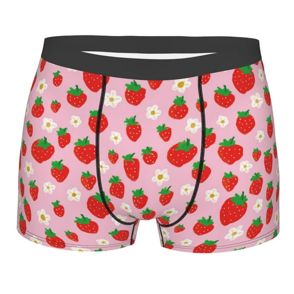 Lukts Hand Drawn Strawberry Men's Underwear Covered Waistband Boxer Briefs