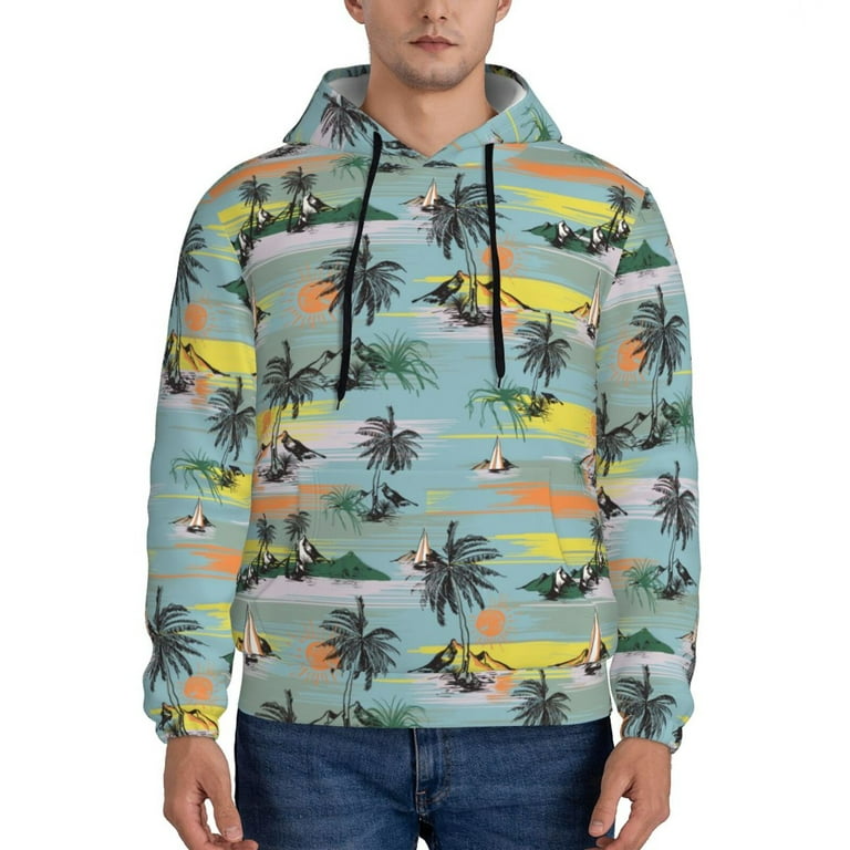 Lukts Hawaiian Style Pattern Pullover Hoodie Men s Athletic Hoodies Sweatshirt for Men XX Large