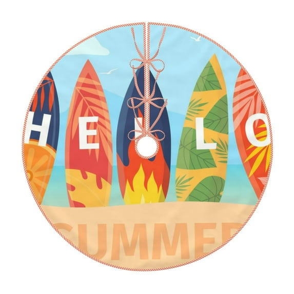 Lukts Hello Summer3 Print Color Life Christmas Tree Skirt, Winter Holiday Tree Mat Decoration ,Can be Used as A Shawl-30"