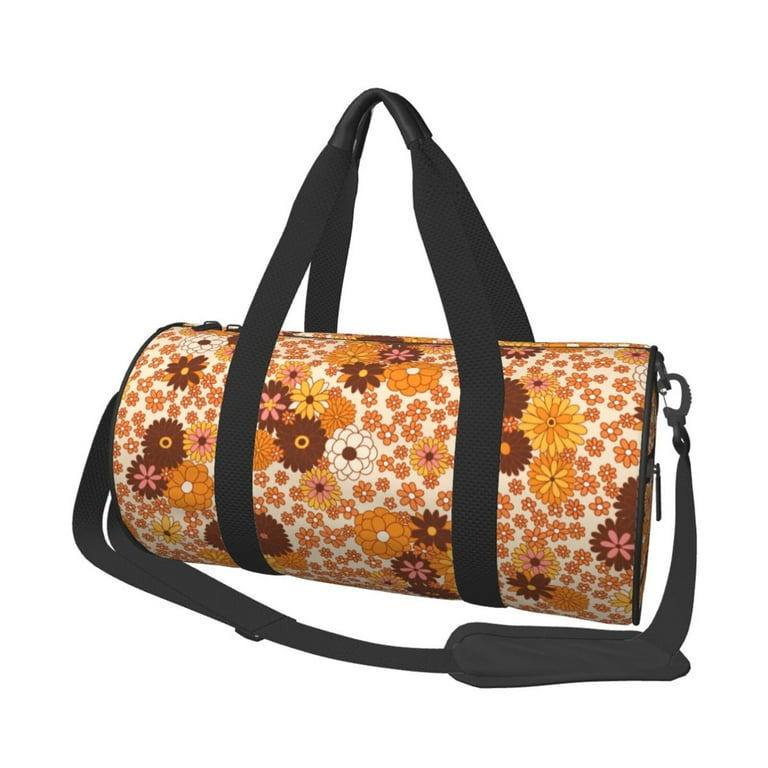 Lukts Hippie Ditsy Floral Pattern Gym Bag for Women Men Sports Travel Duffel Bag Weekend Bag for Airplane Water Resistant Workout Overnight Backpack