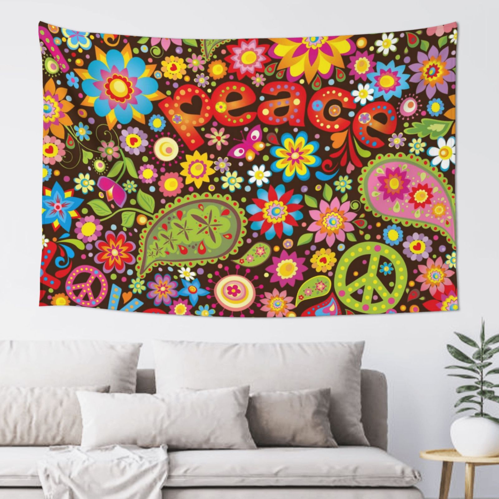 Lukts Hippie Peace Love for Tapestry 60x40in for Living Room Bedroom ...