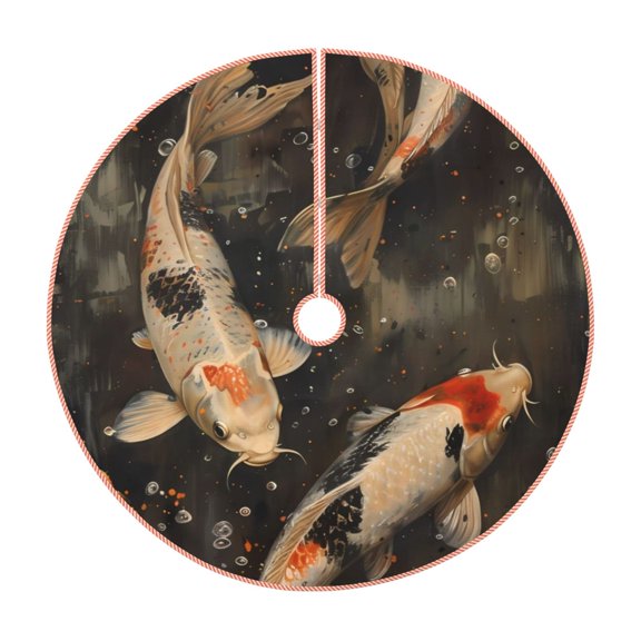 Lukts Koi Fish Tranquility Print Color Life Christmas Tree Skirt, Winter Holiday Tree Mat Decoration ,Can be Used as A Shawl-48"