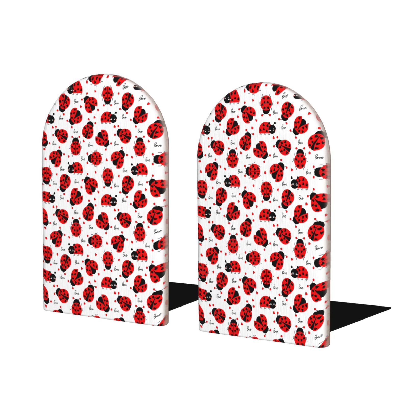 Lukts Ladybug And Heart Print Wood Bookends,Non-Skid Bookend for ...