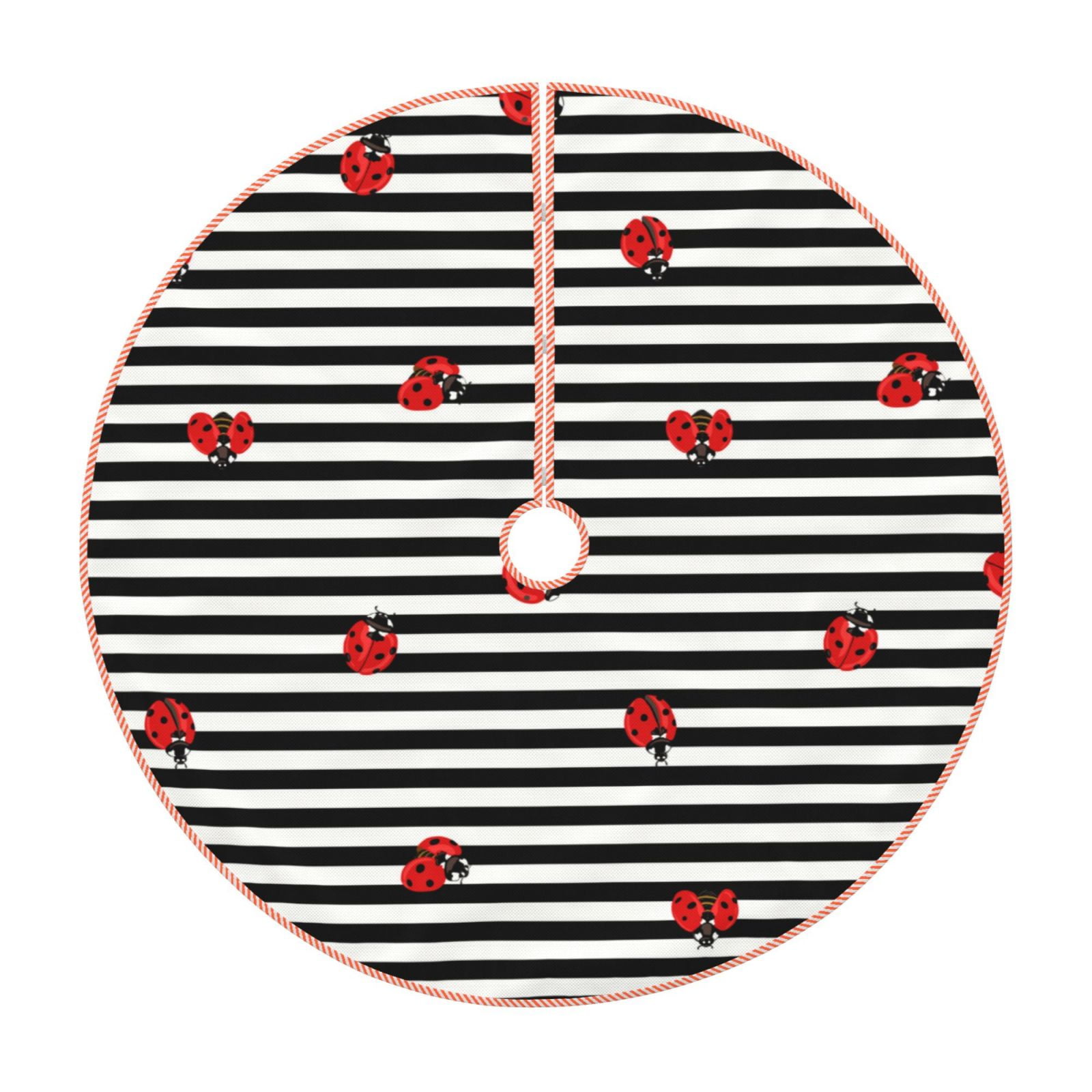 Lukts Ladybugs on Black and White Striped print color life Christmas