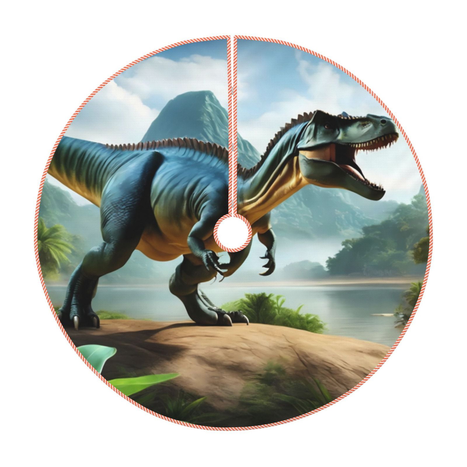 Lukts Lake Forest Dinosaur A print color life Christmas Tree Skirt