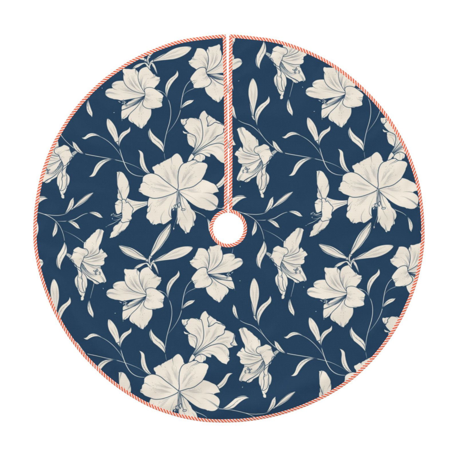 Lukts Lilies Flowers print color life Christmas Tree Skirt, Winter