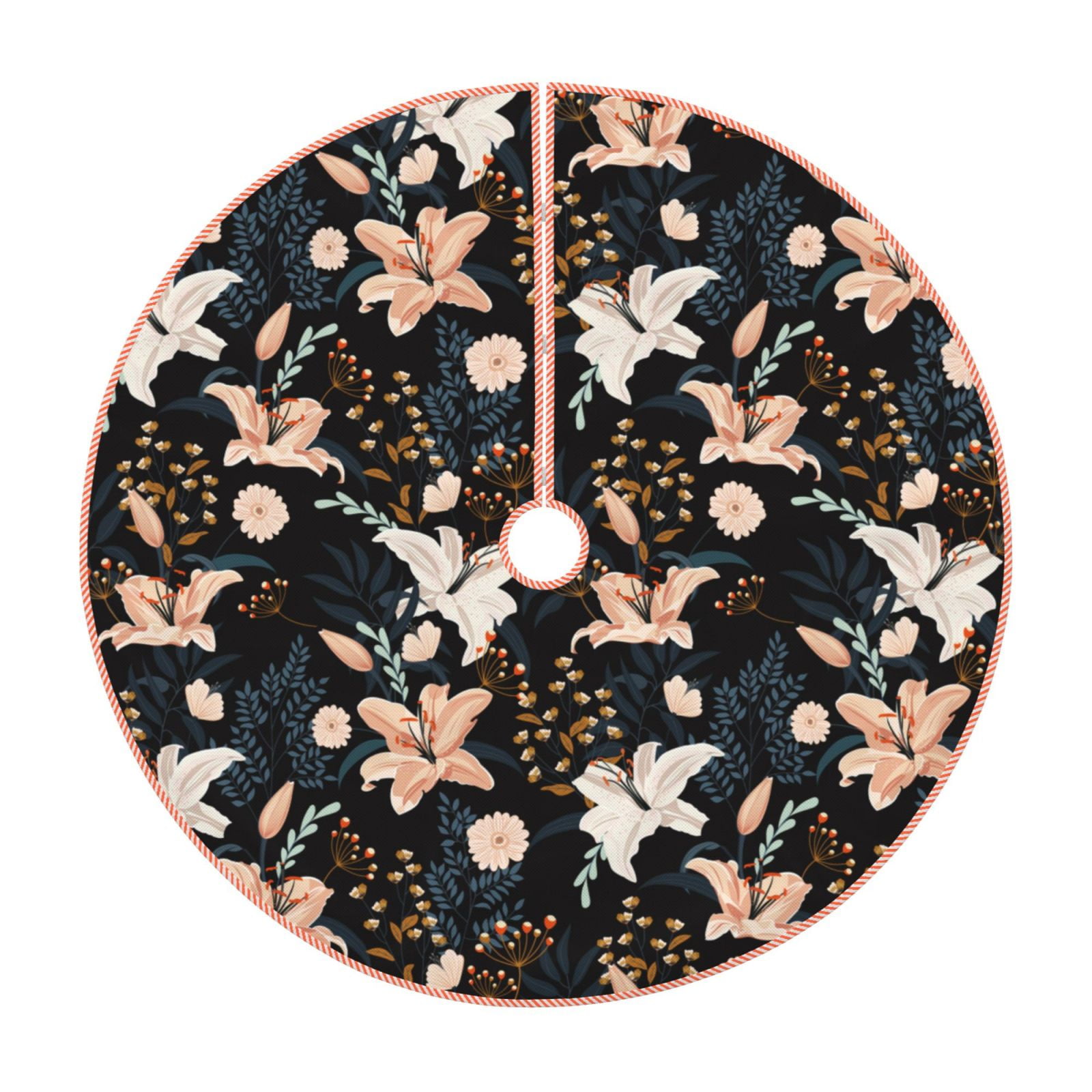 Lukts Lilies Flowers print color life Christmas Tree Skirt, Winter