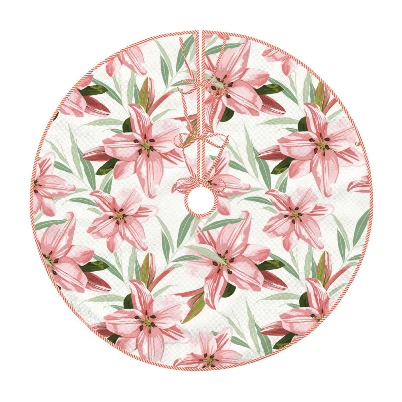 Lukts Lilies Flowers print color life Christmas Tree Skirt, Winter