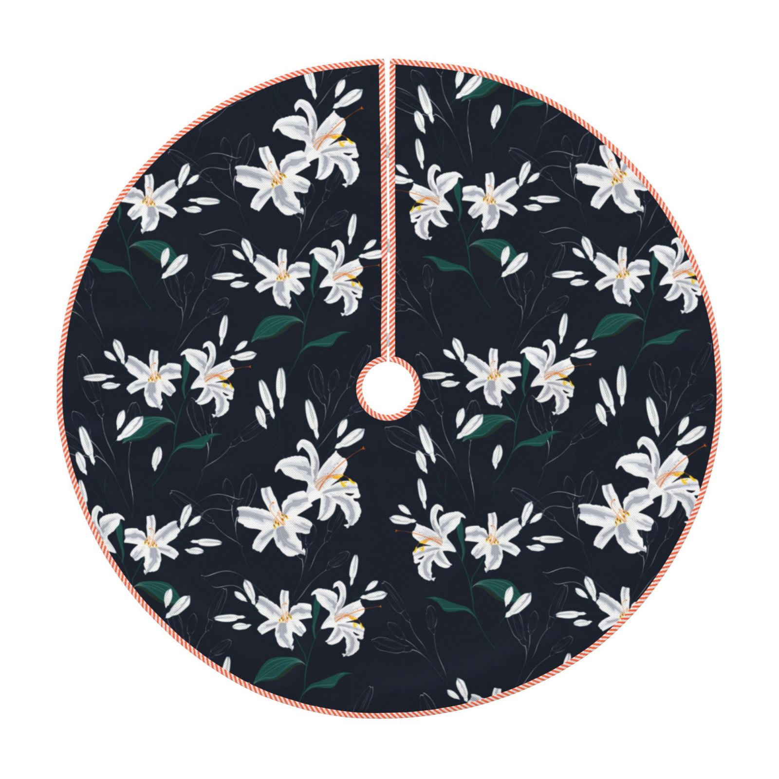 Lukts Lilies Flowers print color life Christmas Tree Skirt, Winter