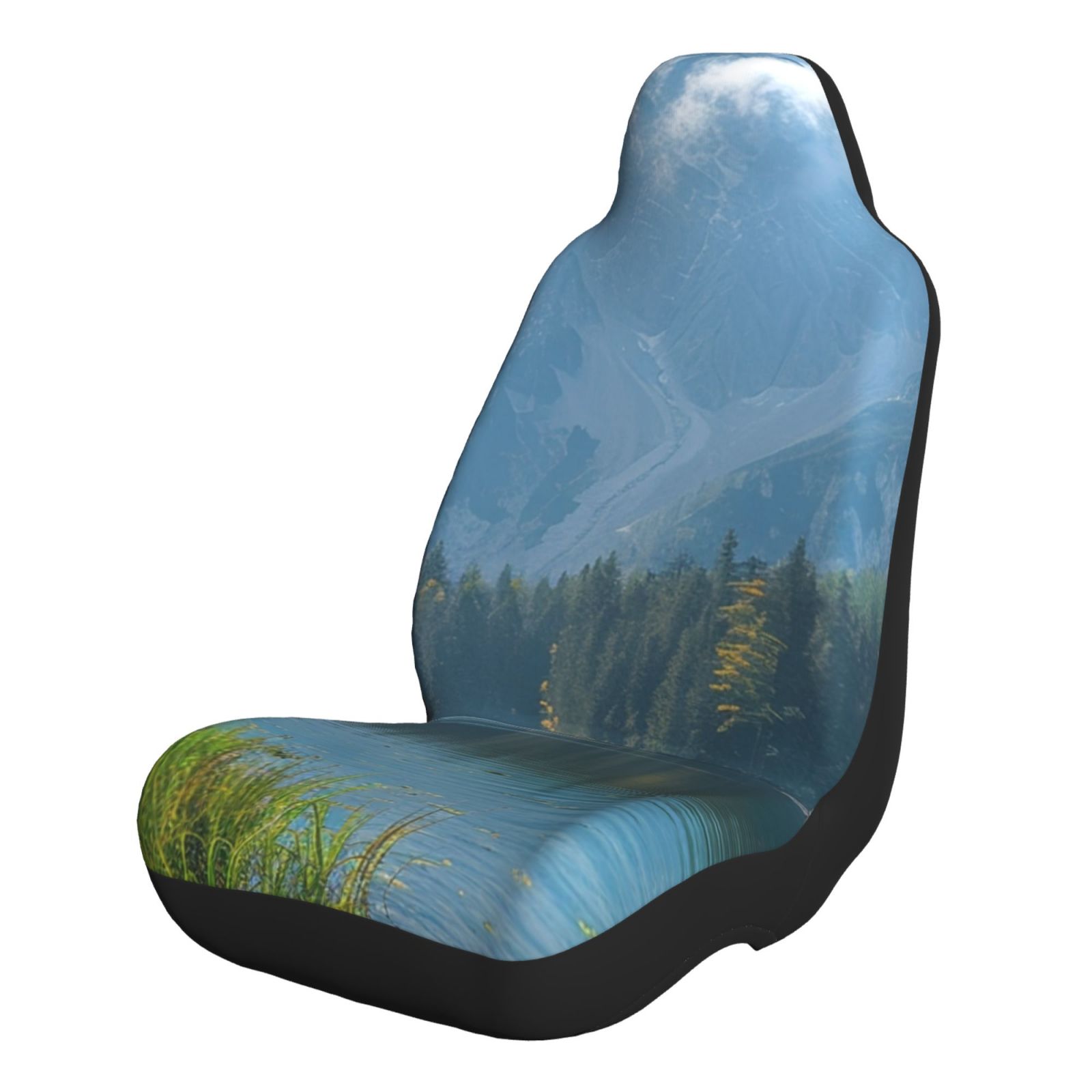 Lukts Majestic Deer Mountain Lake Print Car Seat Covers Full SetFront