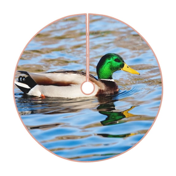 Lukts Mallard Duck Swimming In A River Print Color Life Christmas Tree Skirt, Winter Holiday Tree Mat Decoration ,Can be Used as A Shawl-30"