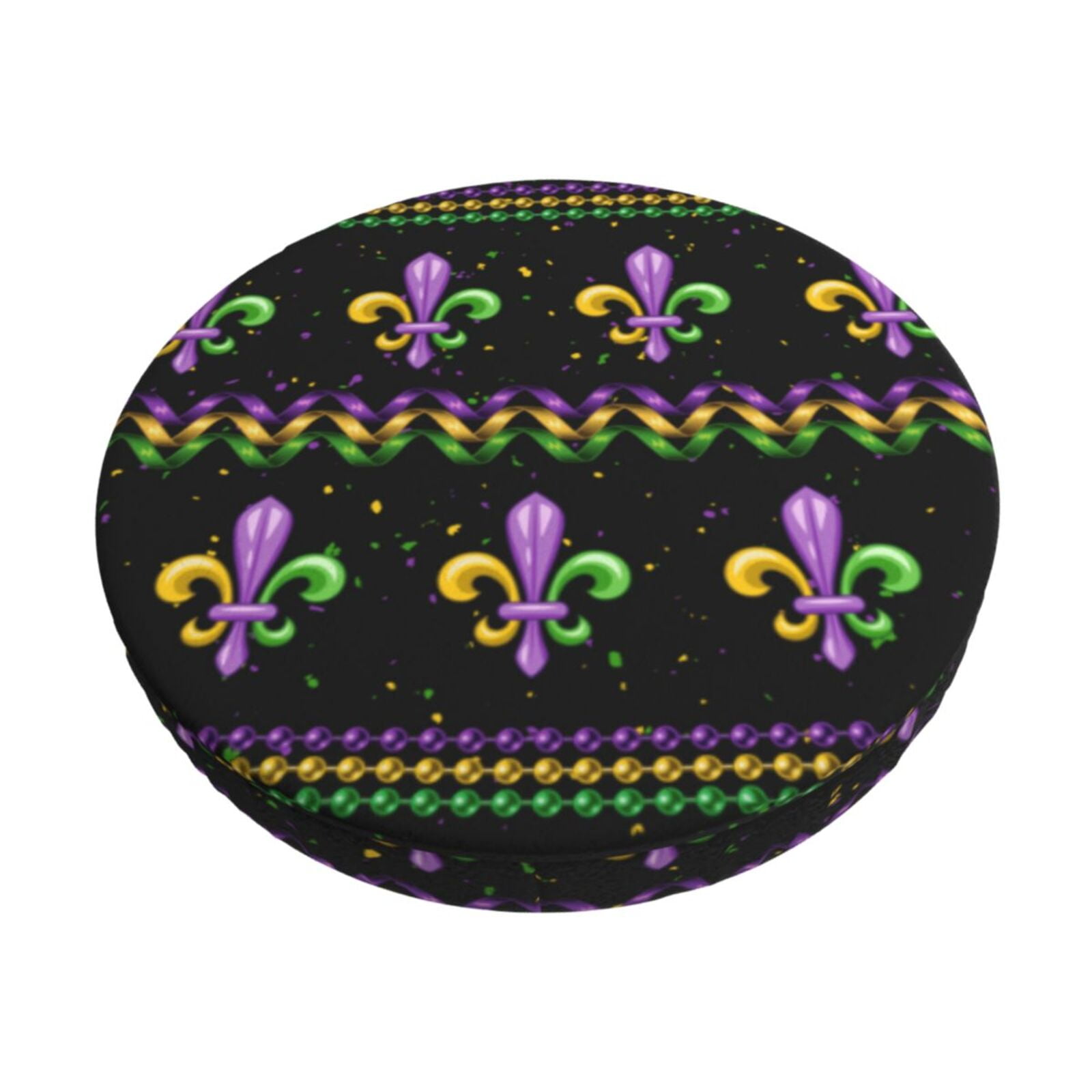 Lukts Mardi Gras Fleur De Lis Bar Stool Covers 12"14" Round Crease