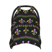 Lukts Mardi Gras Fleur De Lis Car Seat Covers For Babies,Baby Car Seat Canopy Carrier Cover, Breathable Nursing Cover For Breastfeeding,Multi-Use Infant Carseat Stroller Cover