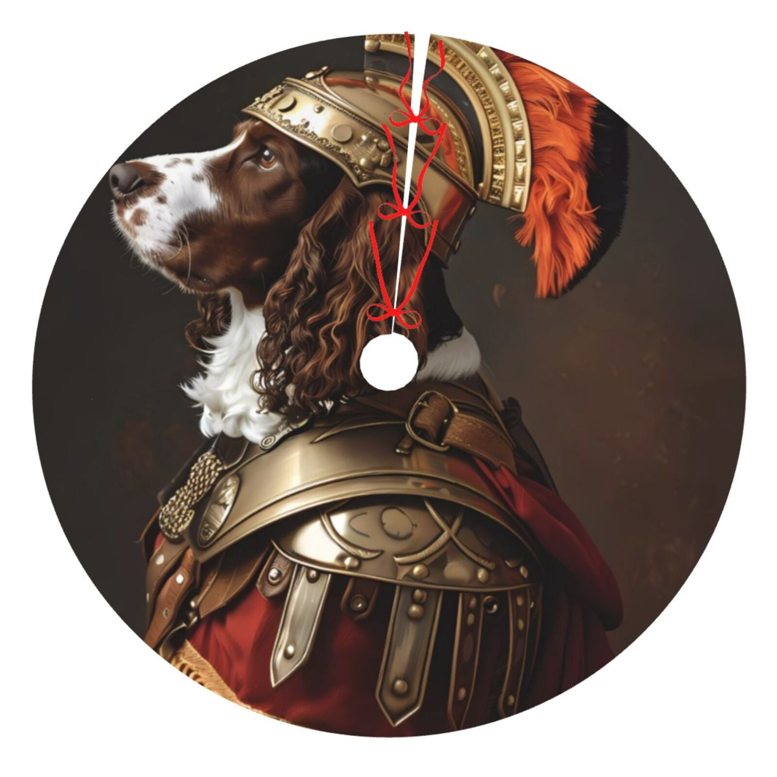 Lukts Medieval Knight Dog Patten Christmas Tree Skirt Decoration for