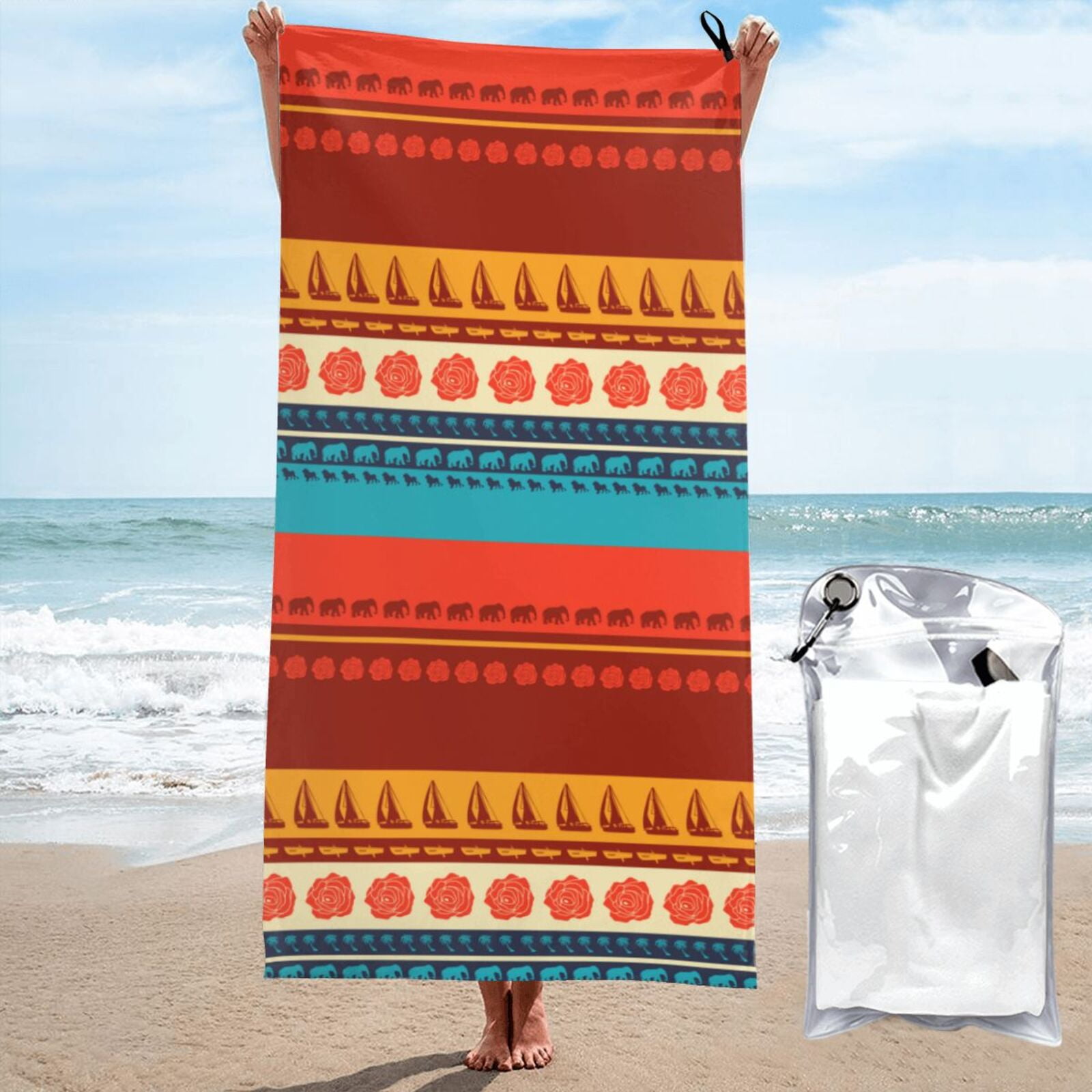 Lightweight Travel Towel 63x32 Purple Galaxy Microfiber Beach