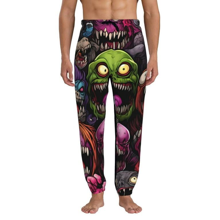 Lukts Monstrous Cartoon Characters Pattern Elastic Bottom Sweatpants for Men with Pockets Relaxed Fit Joggers for Men Large Walmart