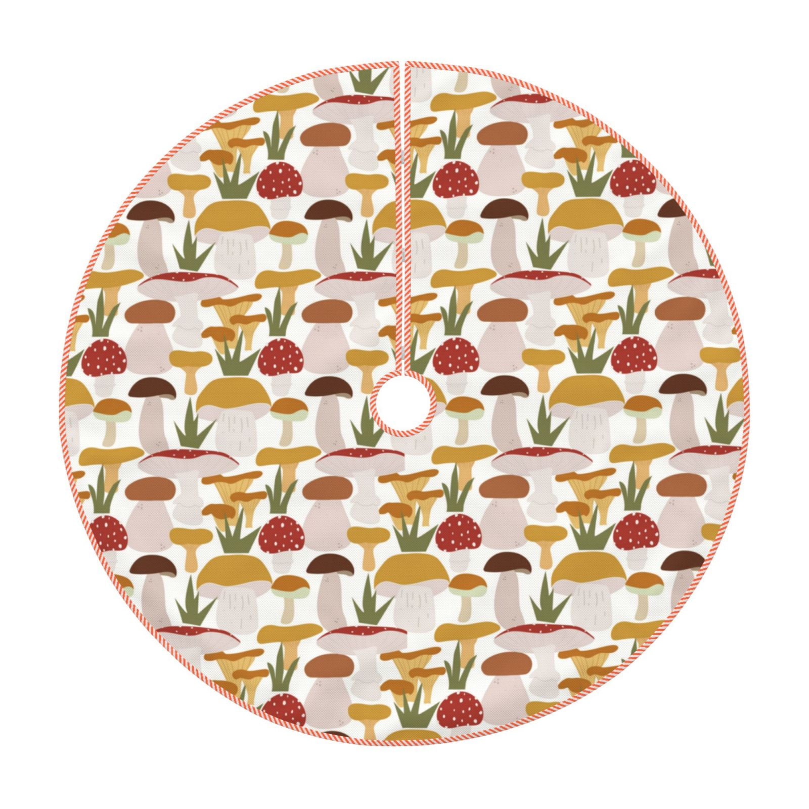 Lukts Mushroom print color life Christmas Tree Skirt, Winter Holiday