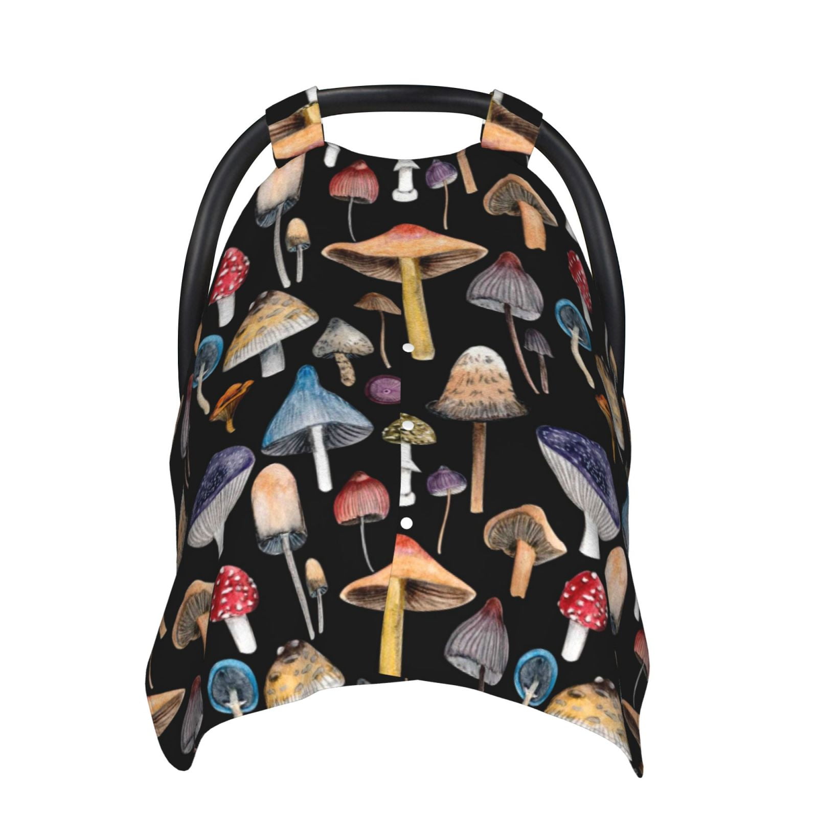 Art Black Mushroom Baby Car Seat Cover Canopy Stretchy Nursing Covers Breathable Windproof Winter Scarf For Infant Breastfeeding Boys Girls