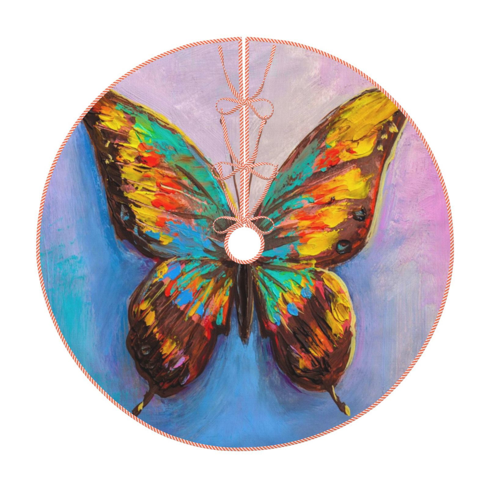 Lukts Oil Painting Beautiful Butterfly print color life Christmas Tree