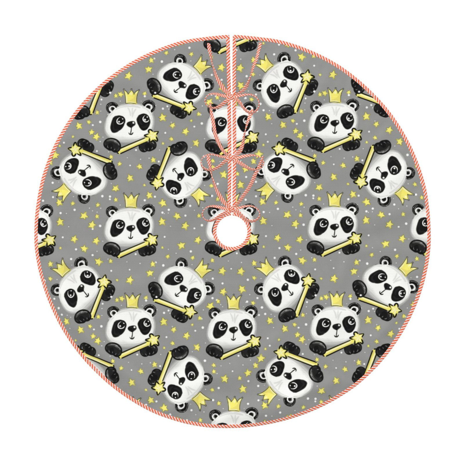 Lukts Panda With Crown And Stars print color life Christmas Tree Skirt
