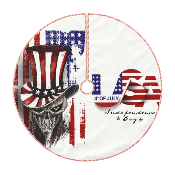 Lukts Patriotic Skull Art Print Color Life Christmas Tree Skirt, Winter Holiday Tree Mat Decoration ,Can be Used as A Shawl-48"