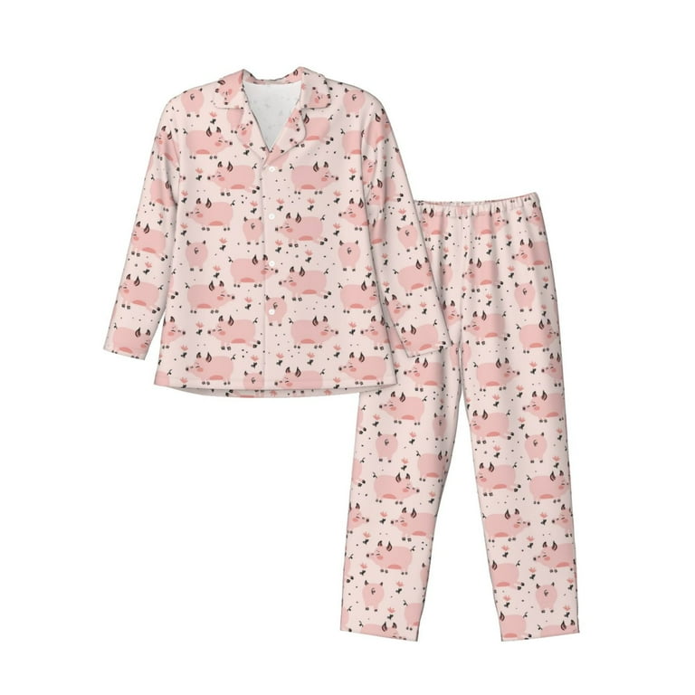 Lukts Pig print Men s Pajamas Set Long Sleeve Button Down Sleep Shirt and Pajama Bottoms Sleepwear Set nightwear X Large Walmart