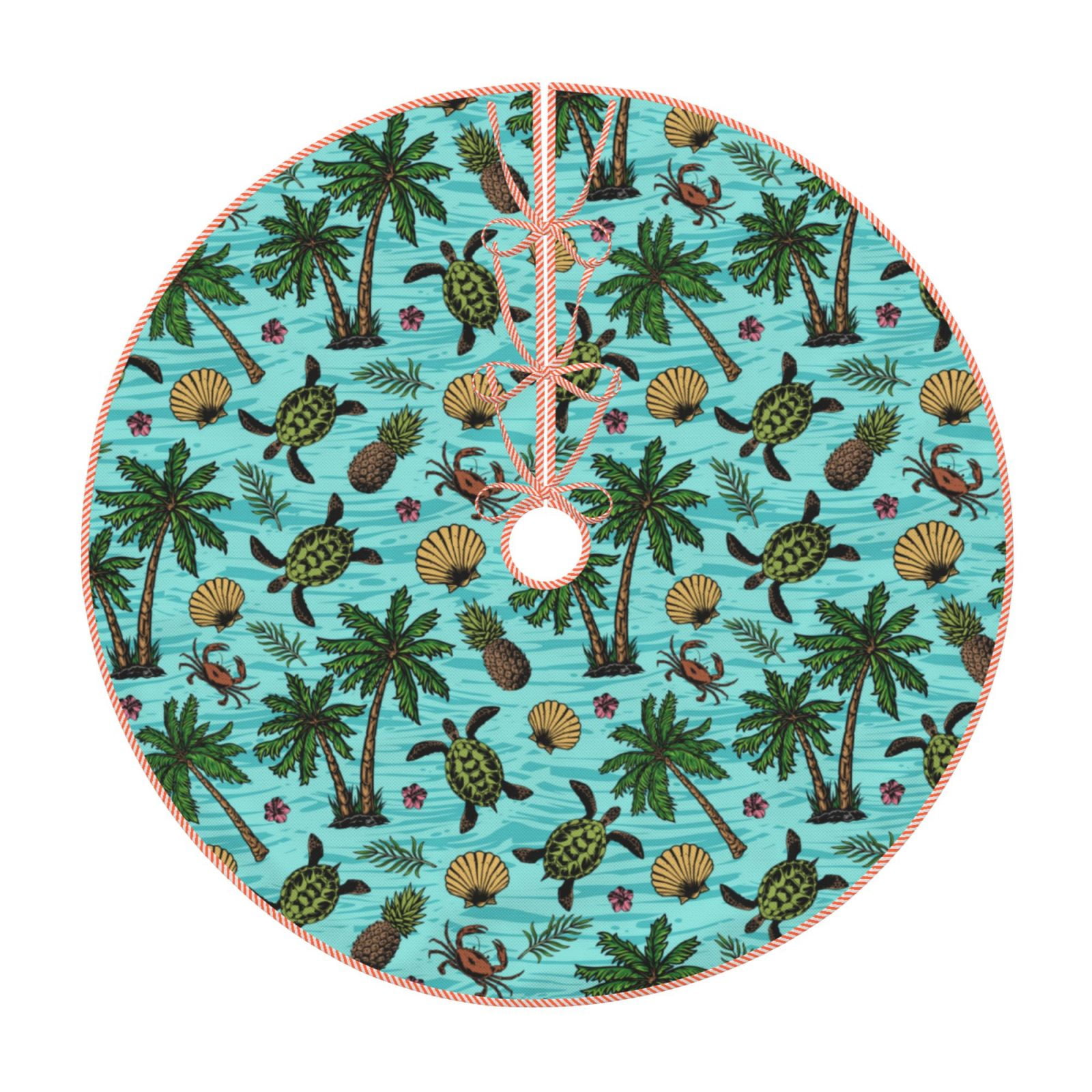 Lukts Pineapple Sea Turtle print color life Christmas Tree Skirt