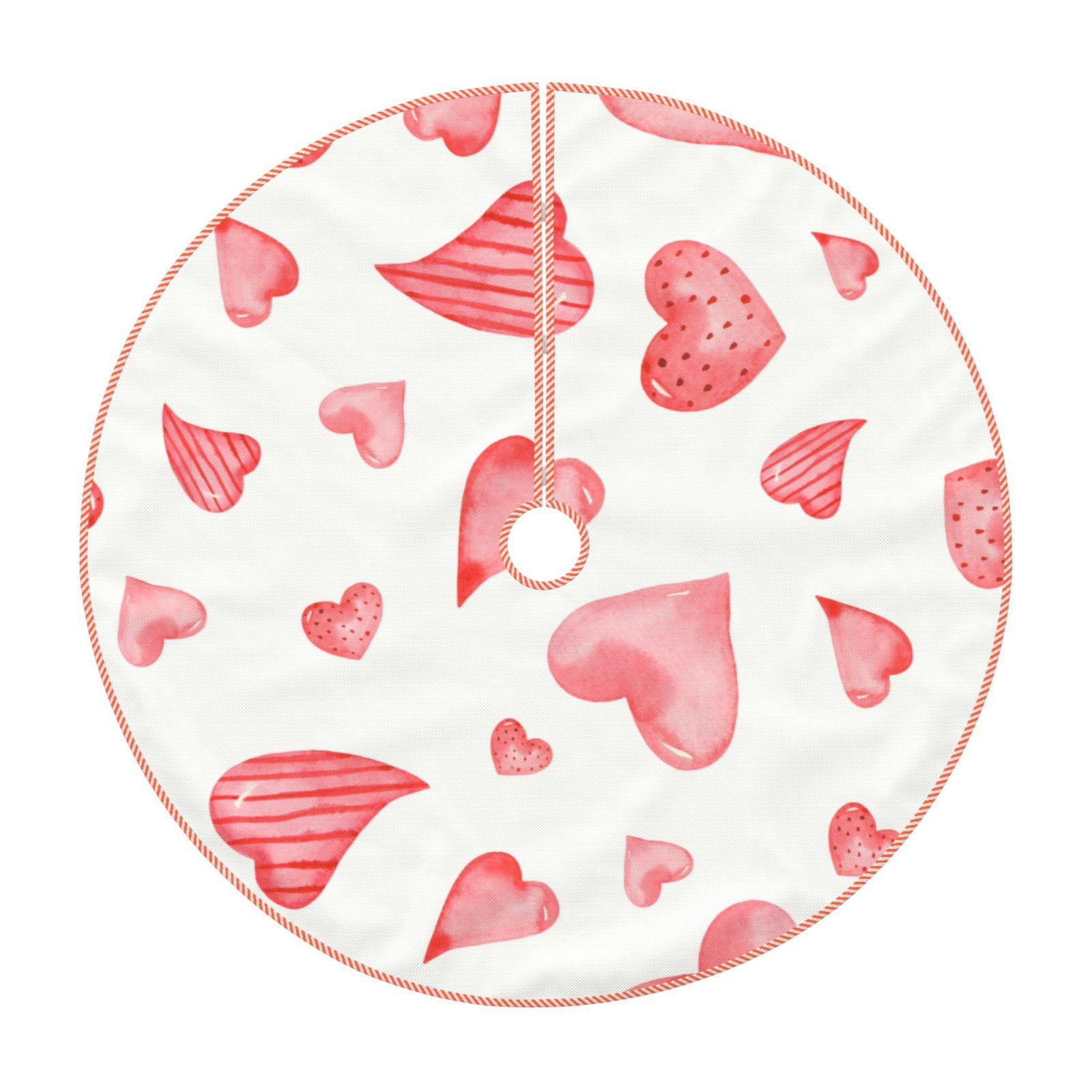 Lukts Pink Hearts print color life Christmas Tree Skirt, Winter Holiday