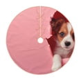 thumbnail image 1 of Lukts Puppy Peeking Through Pink Print Color Life Christmas Tree Skirt, Winter Holiday Tree Mat Decoration ,Can be Used as A Shawl-48", 1 of 6