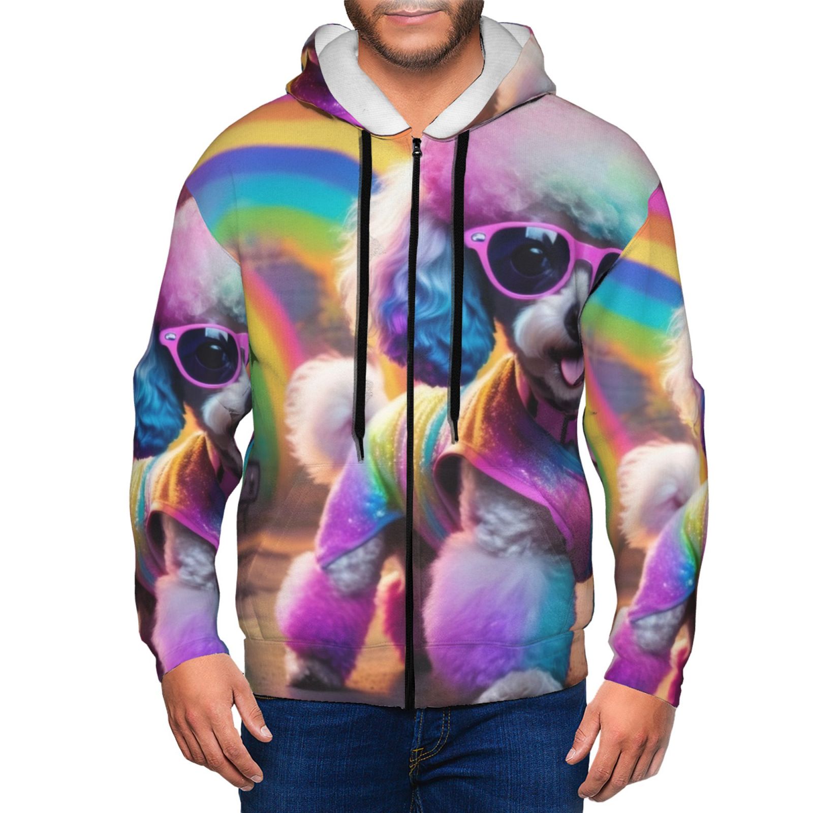 Lukts Rainbow Poodle Urban Street Pattern Hoodies for Men Zip up Hooded Sweatshirt Full Zip Hoodie 3X Large Walmart