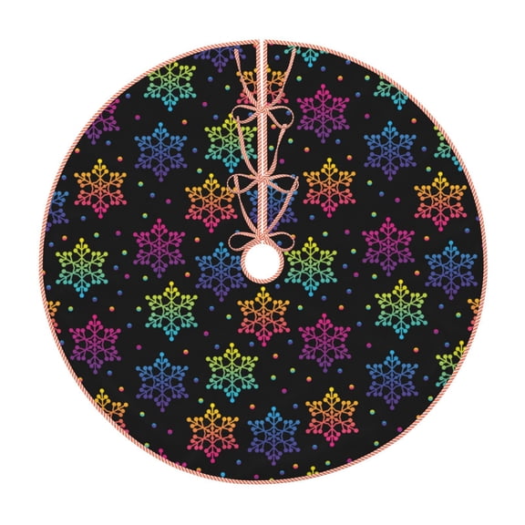 Lukts Rainbow Snowflake Print Color Life Christmas Tree Skirt, Winter Holiday Tree Mat Decoration ,Can be Used as A Shawl-48"