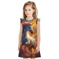 Lukts Rainbow Sunset Cloud White Horse print Nightgowns for Girls