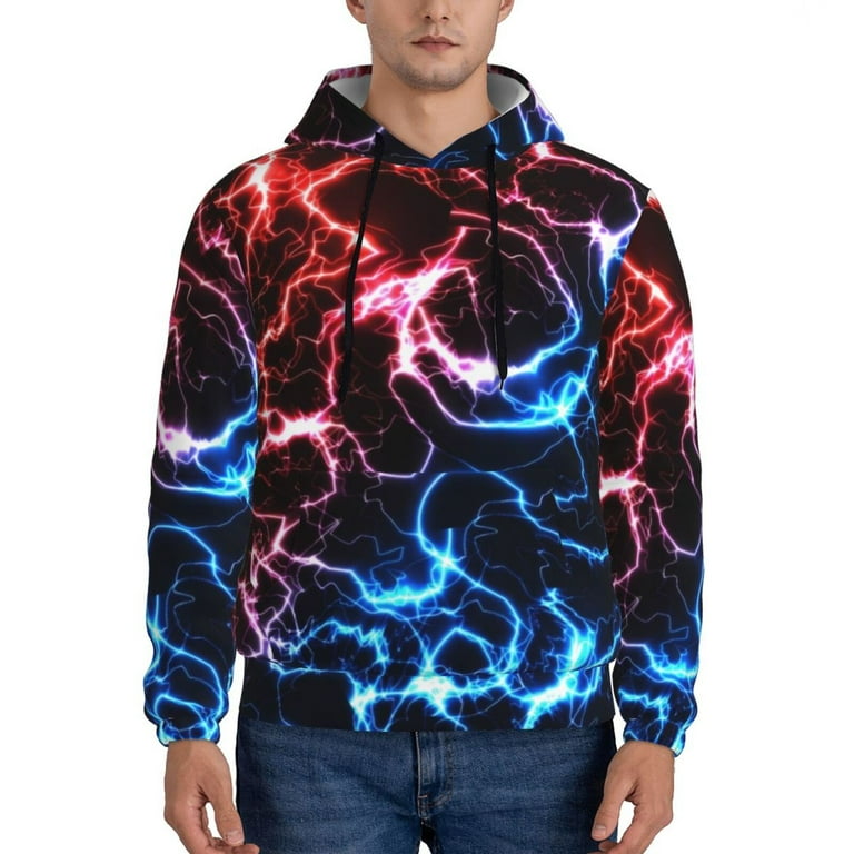 Lukts Red And Blue Lightning Pattern Pullover Hoodie Men s Athletic Hoodies Sweatshirt for Men 3X Large Walmart