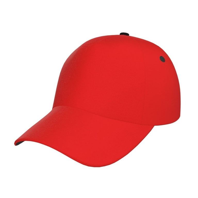 Toptie 100 Cotton Baseball Cap Hat Men Women Classic Adjustable Plain Dad Hat Red One Size