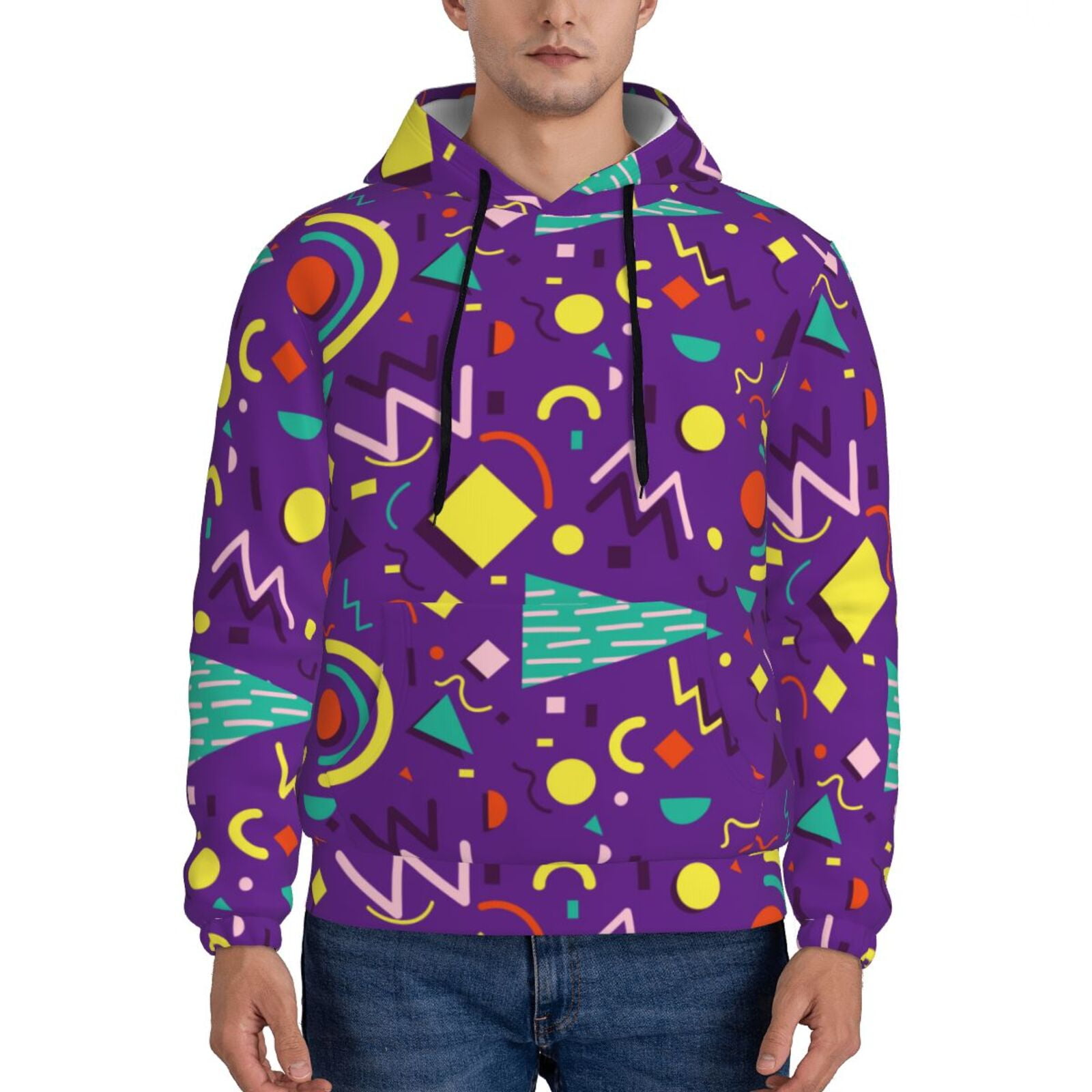 Lukts Retro 80s Style Pattern Pullover Hoodie Men's Athletic Lukts Retro 80s Style Pattern Pullover Hoodie Men's Athletic