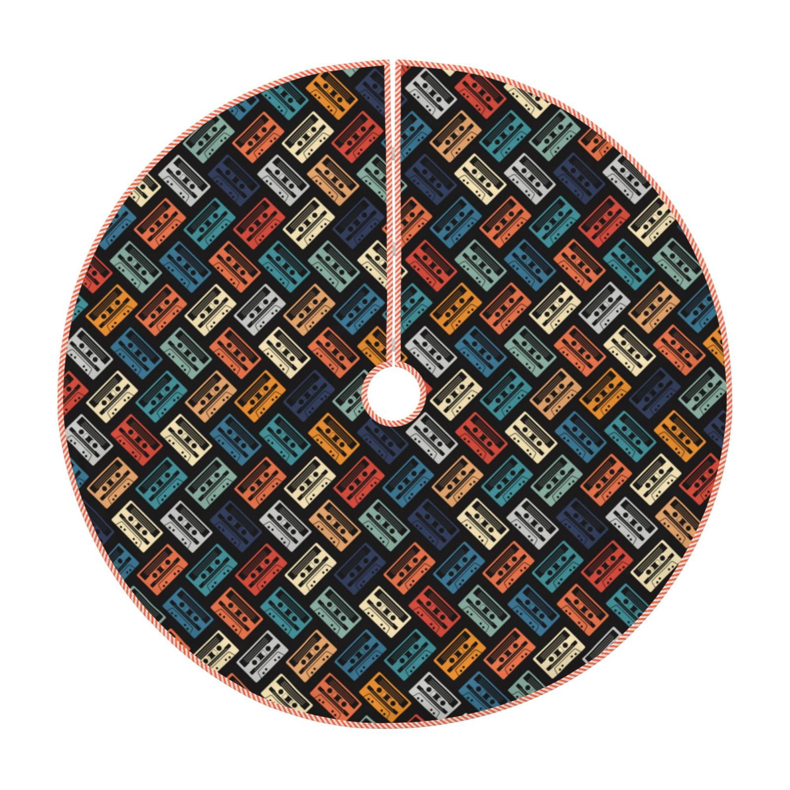 Lukts Retro Tape print color life Christmas Tree Skirt, Winter Holiday