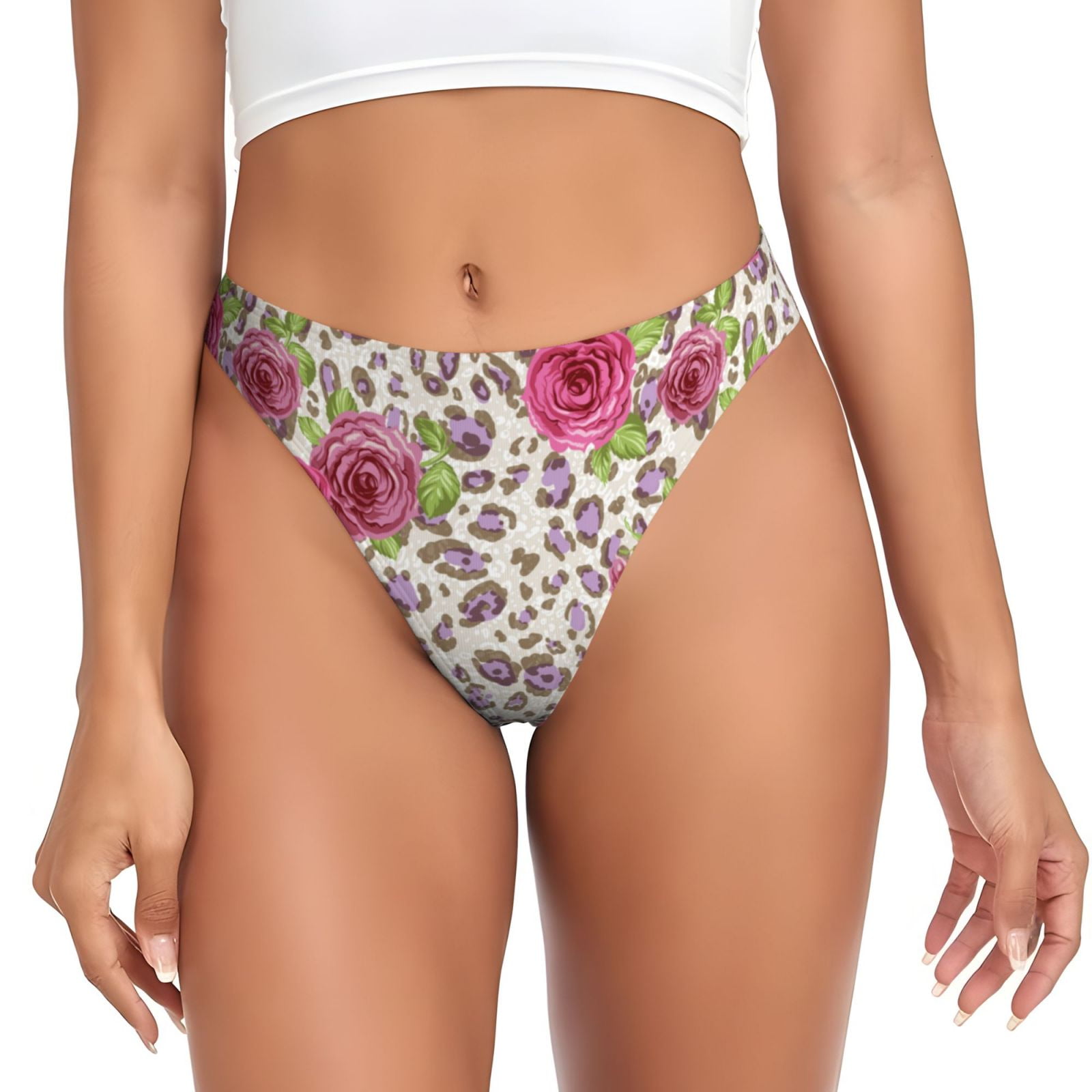 Lukts Rose Mix Leopard 4 G String Thongs for Women low rise polyester panties with a stretchy T back perfect for any outfitX Large Walmart