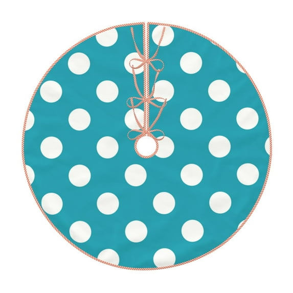 Lukts Sky Blue And White Polka Dot Print Color Life Christmas Tree Skirt, Winter Holiday Tree Mat Decoration ,Can be Used as A Shawl-48"
