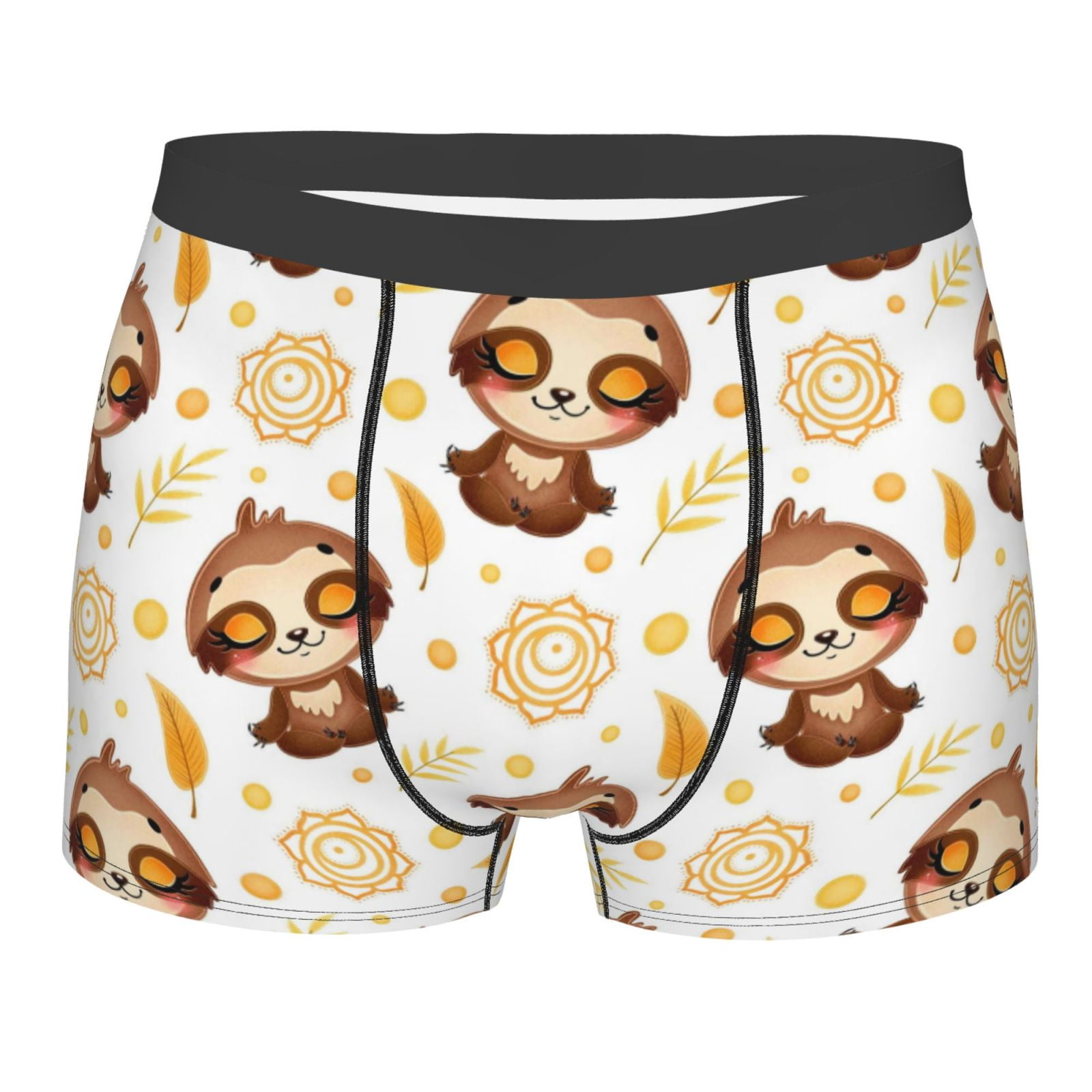 Qilmy Music Tree Sloth Men's Boxer Briefs - Breathable Stretch Underwear, Sizes S-XXL