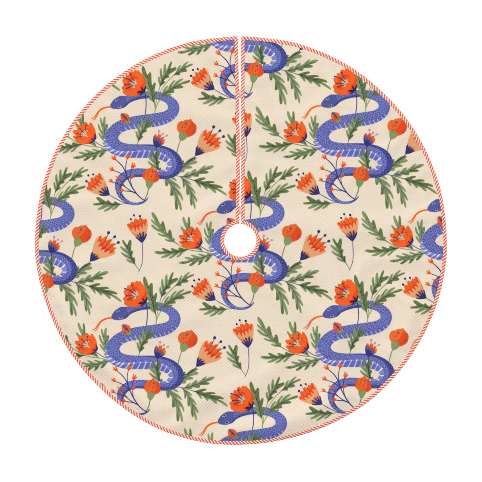 Lukts Snake print color life Christmas Tree Skirt, Winter Holiday Tree