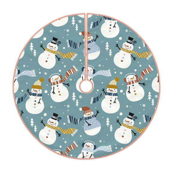 Lukts Snowflake Scarf Snowman Print Color Life Christmas Tree Skirt, Winter Holiday Tree Mat Decoration ,Can be Used as A Shawl-