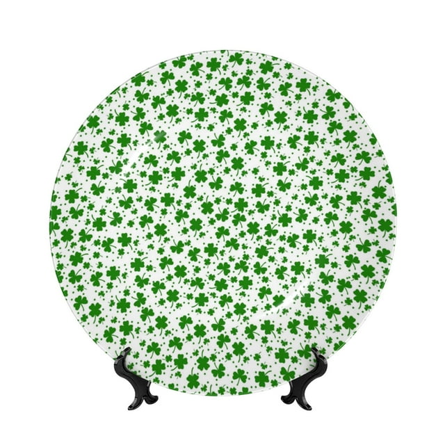 Lukts St Patrick's Day4 for Bone China Decorative Plates, Ceramic Plates, Dinner Plates with Display Stand, Artistic Ceramic Decorations Suitable for Home and Office-6in