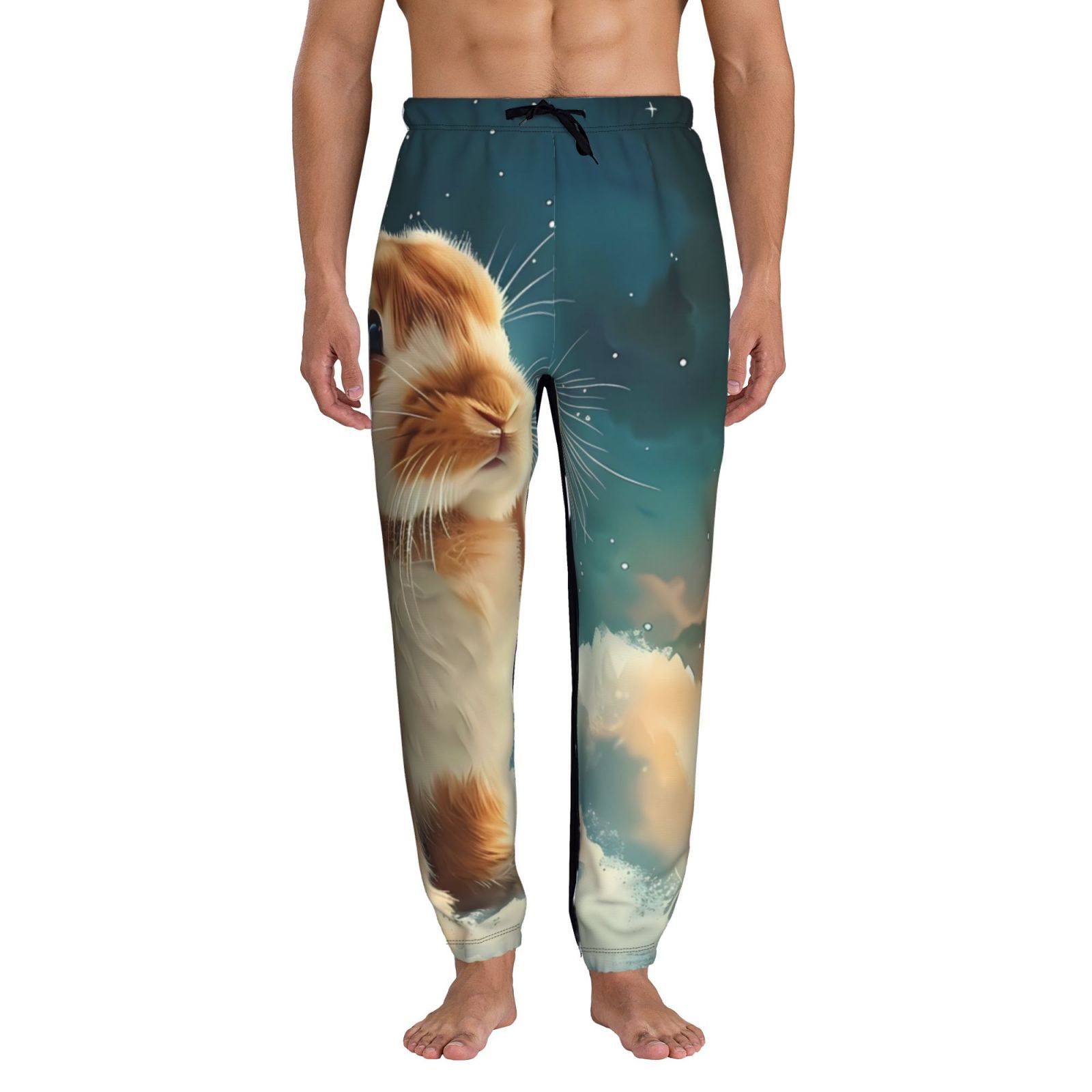 Lukts Starry Sky Cloud Cute Rabbit Pattern Elastic Bottom Sweatpants ...