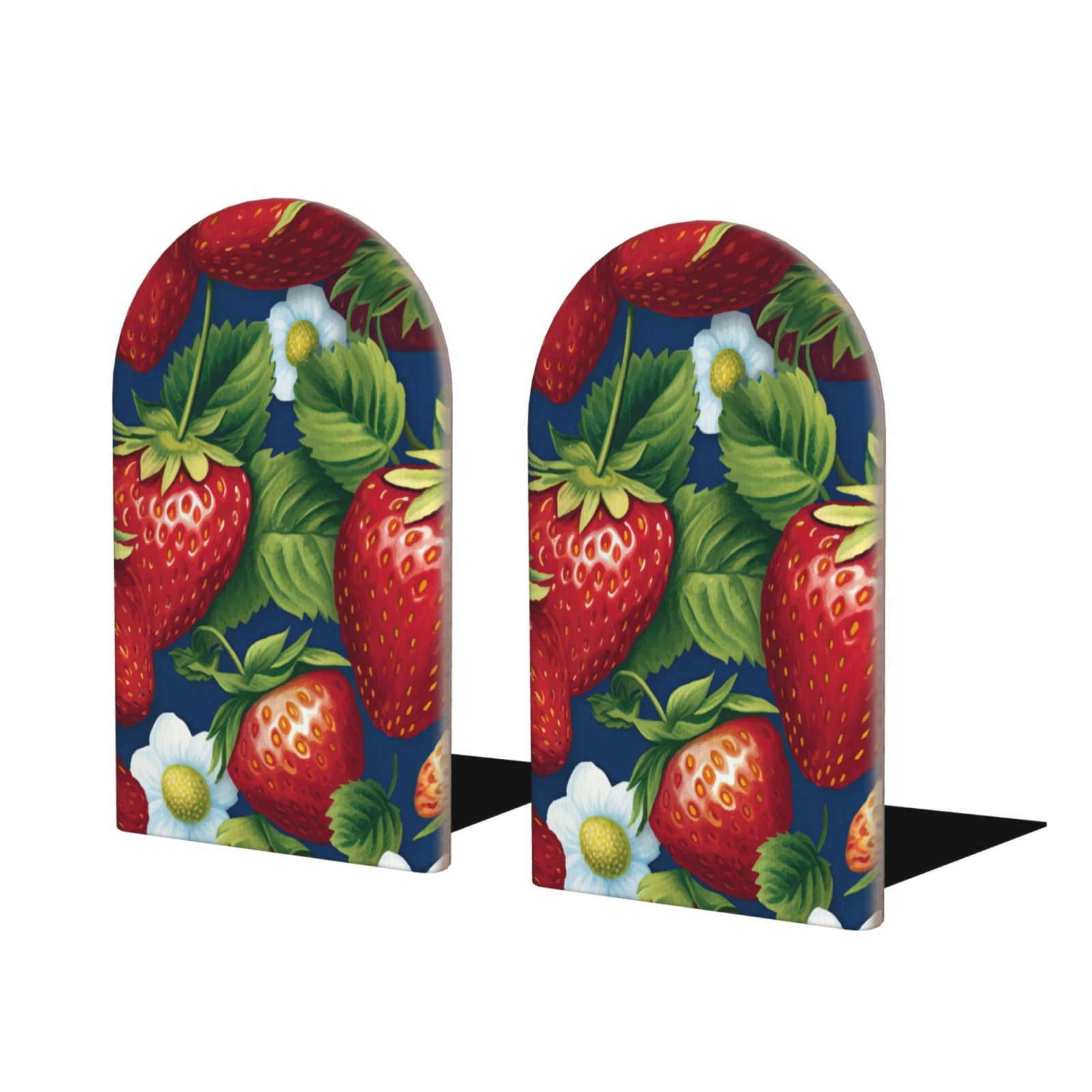 Lukts Strawberry2 Print Wood Bookends,Non-Skid Bookend for Shelves ...