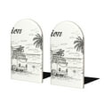 Lukts Summer Vacation Scene With Camping Van Print Wood Bookends,Non